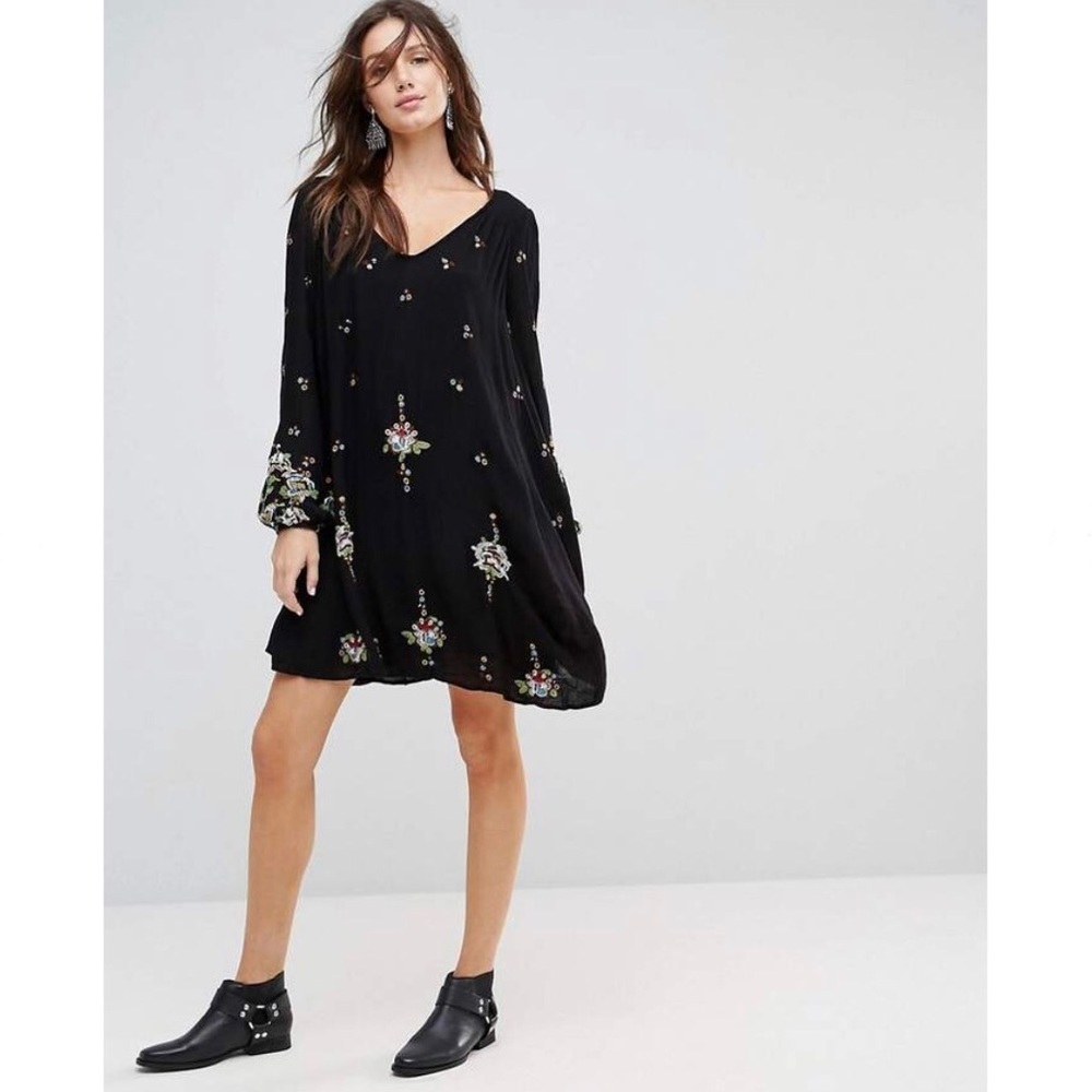 Free People Oxford Embroidered Mini Dress